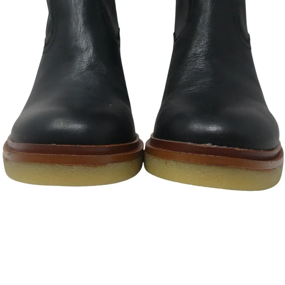 Vince Camuto Gambrel Black Leather Over The Knee Stacked Heel Boots Womens 8